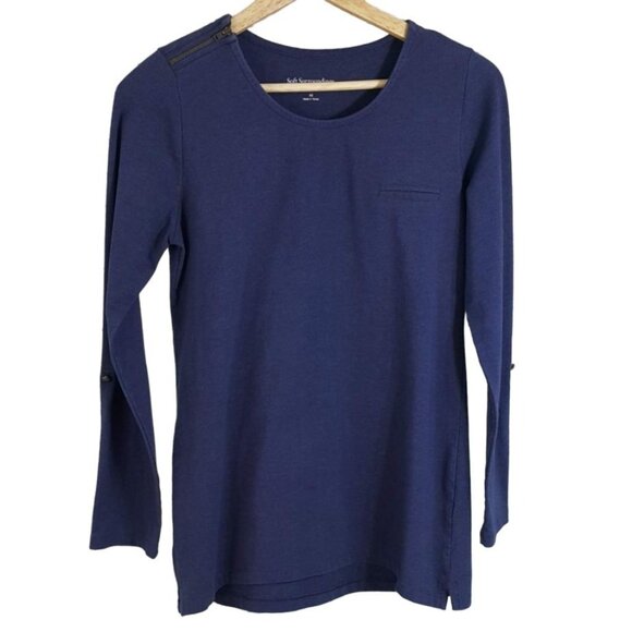 Soft Surroundings Womens Zipper Pullover Top Blue Size XS Pocket Long Sleeve - Picture 1 of 7